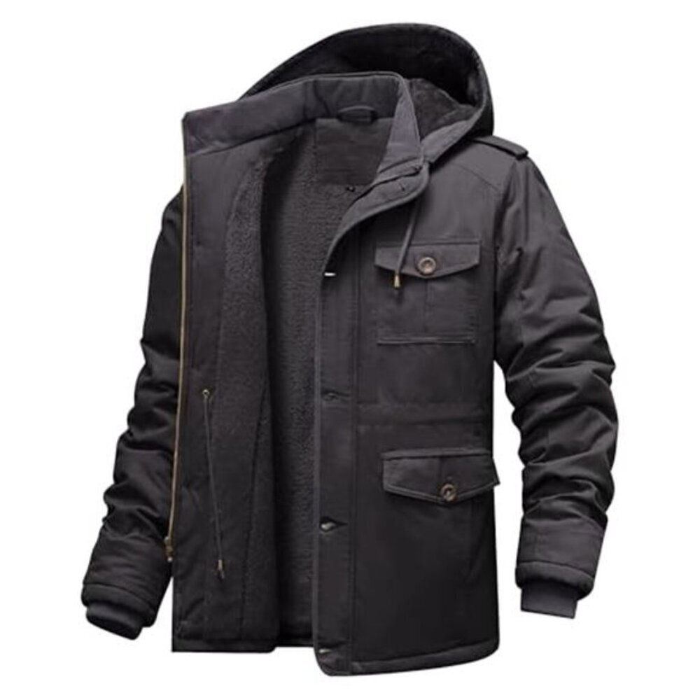 Cozy Men's Winter Jacket Fleece Lined Cotton Hood